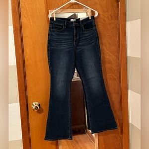 Loft Outlet High Rise Flare Jeans, Medium Wash, 8P, Petite